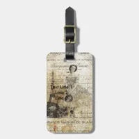 Vintage French Lady Luggage Tag