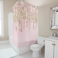 *~* Pink GOLD MAGENTA Drips Dripping GLITTER AP7 Shower Curtain