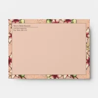 Peace and Joy, Pink and Gold Poinsettia Holiday Envelope