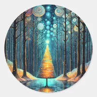 Iridescent Holiday Dream 🎄 Glowing Christmas Tree Classic Round Sticker