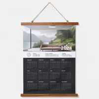 Minimalist Corporate Black and White 2024 Calendar Hanging Tapestry