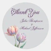 Romantic and Poetic Pastel Tulips Watercolor Classic Round Sticker