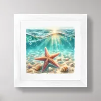 Coastal Beach Under the Sea Starfish Ocean  Framed Art