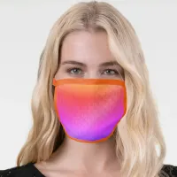 Diag Rainbow Gradient Floral Pattern Orange Pink Face Mask