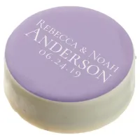 Simple Minimalist Elegant Lavender Text Wedding Chocolate Covered Oreo
