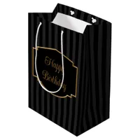 Elegant, Sophisticated Black and Gold Medium Gift Bag