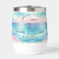 Cute Personalized Mother of the Bride Coastal Thermal Wine Tumbler