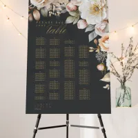 Floral Drama Wedding Seating Chart Charcoal ID1022 Foam Board