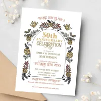 Golden 50th Wedding Anniversary Invitation