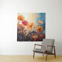 Flowers in the Morning Sun watercolor painting Tapestry
