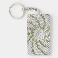 Keychain (acrylic) - Green Spiral on White