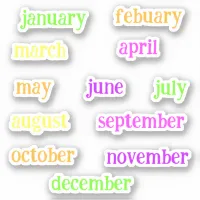 Handwriting Months Of The Year Script Neon Sticker