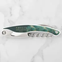 Moody Ink Emerald Gold Wedding Party ID988 Waiter's Corkscrew