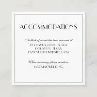Modern Elegant Wedding Accommodations Photo Enclosure Card