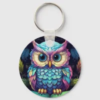 Your Name Fantasy Owl and Books Whimsical Keychain