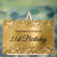 Glittery Gold Foil 21st Birthday Welcome Acrylic Sign