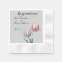 Romantic and Poetic Pastel Tulips Watercolor Napkins