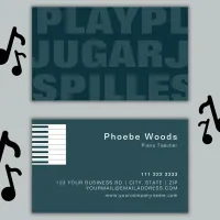 Piano Lessons Music Teacher Simple Modern Bold  Business Card