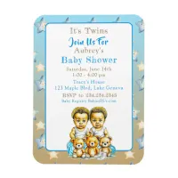 African-American Twin Boy's Blue Baby Shower Magnet