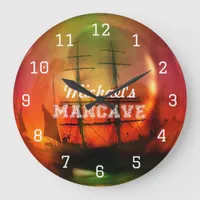 Caribbean Beach Mancave Beer Large Clock