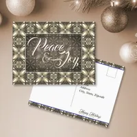 Peace & Joy Brown Christmas Postcard