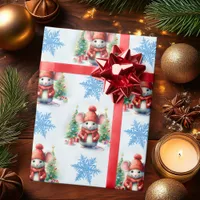 Cute Christmas Mouse Party  Wrapping Paper