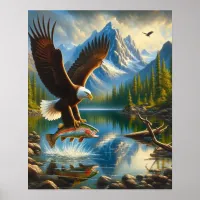 Majestic Eagle Capturing A Lake Trout 16x20 Poster