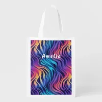 Multicolor Wavy Stripes Grocery Bag