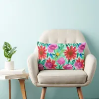 Pretty Watercolor Floral  Lumbar Pillow