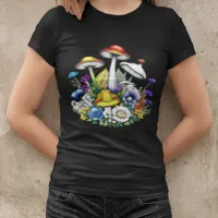Whimsical Magical Mushrooms and Flowers T-Shirt
