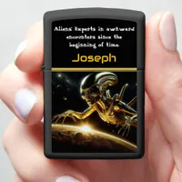 Mysterious Golden Alien Exploring Distant Planets Zippo Lighter