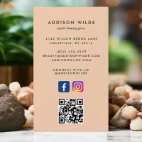 Soft Peach Social Media Instagram Facebook QR Code Business Card