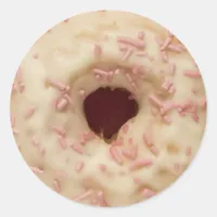 Pink Sprinkles Donut Classic Round Sticker