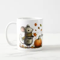 Cute Mouse with Pumpkin and Leaves Fall Aesthetic Coffee Mug