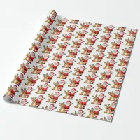 Santa Claus and Reindeer Festive Christmas Wrapping Paper