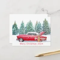 Merry Christmas 2024 Personalized Vintage Scene   Holiday Postcard