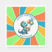 Dinosaur themed Kid's Birthday Party Personalized Napkins