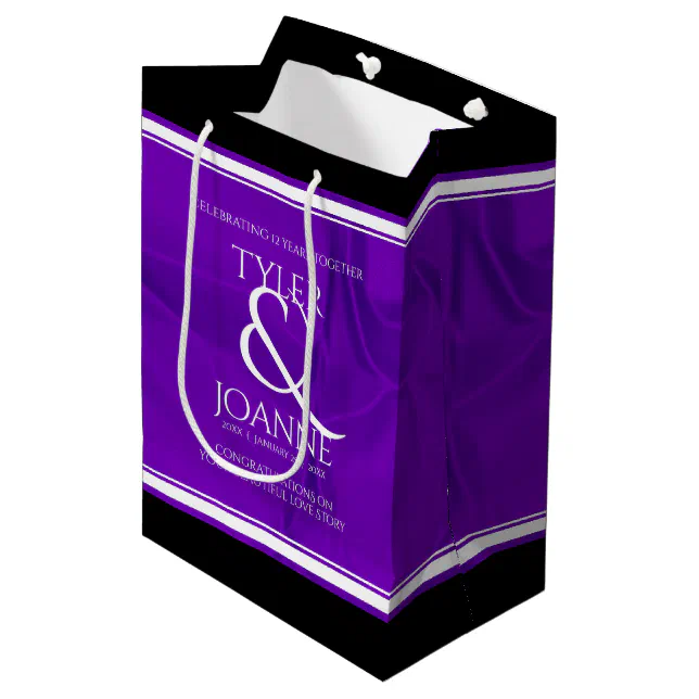 Elegant 12th Silk Wedding Anniversary Celebration Medium Gift Bag