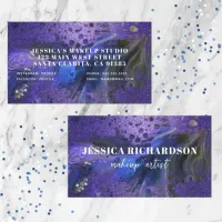 Trendy Glam Abstract Purple Glitter Marble Paint Business Card