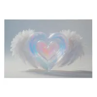 *~* Crystal Heart Angel Wings AP78  Faux Canvas Print