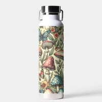 Vintage Mushrooms, Flowers, Butterflies Whimsical Water Bottle