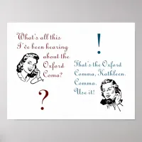 Oxford Comma Not Coma with Retro Ladies Poster
