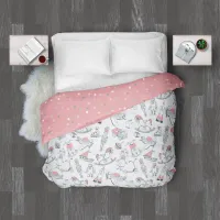Vintage Toys & Polka Dots Pink/Gray ID783 Duvet Cover