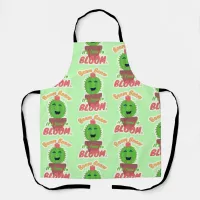 Boom Time To Bloom Cute Cactus Cartoon Pattern Apron