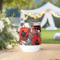 Pretty Vase of Red Poppies Thermal Wine Tumbler