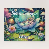 Fairy Sleeping on a Flower Fairytale Personalized Jigsaw Puzzle