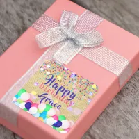 Colorful Confetti And Balloons Happy Birthday Square Sticker