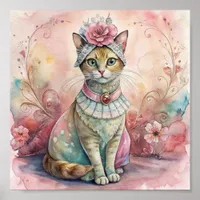 Vintage Inspired Cat with Dress Poster