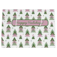 Pink & Green Modern Holiday  Large Gift Bag