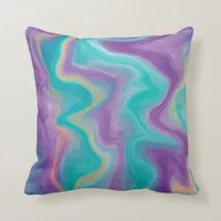 Purple, Blue, Gold and Teal swirls Peaceful     Throw Pillow